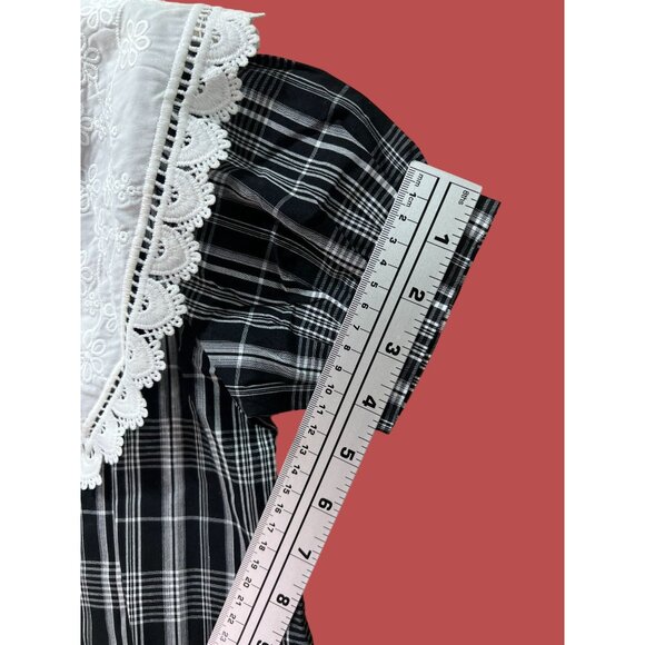 Quiansili - Girls Plaid Button Down Dresses Short Sleeve Peter Pan Collar - 5T - Picture 4 of 16